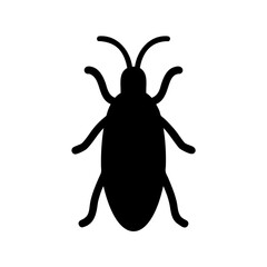 Silhouette of a dark beetle insect with long antenna and six legs