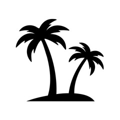 Obraz premium Two black palm trees on white background suggesting a tropical getaway