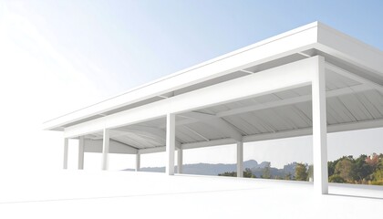 Fototapeta premium White gazebo, modern, minimalist