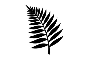 Obraz premium Black fern frond silhouette plant vector icon