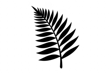Black fern frond silhouette plant vector icon
