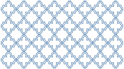 Fototapeta premium Intricate repeating geometric pattern with soft blue and white hues