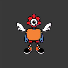 Unique Flower Creature with White Wings.eps