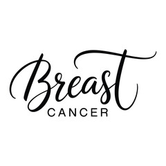 Breast cancer awareness word art with elegant script and bold typography