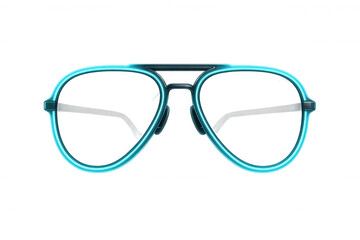Aviator eyeglasses with blue frame, stylish eyewear accessory, trendy fashion statement, transparent background