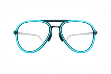 Aviator eyeglasses with blue frame, stylish eyewear accessory, trendy fashion statement, transparent background