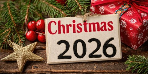 Sign that says Christmas 2016 is hanging from a tree