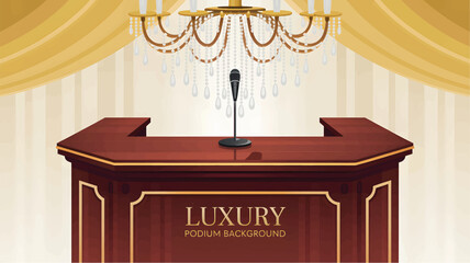 Ornate Podium background with Microphone and Chandelier stage