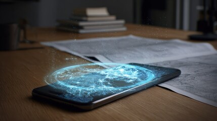 Smartphone with digital world map