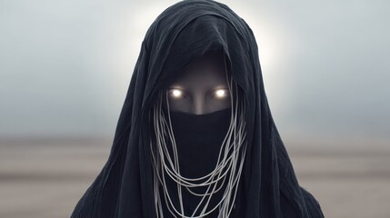 Mysterious figure in dark hood