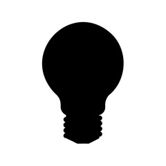 Single black light bulb silhouette on a white background illustration