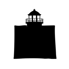 Silhouette of a classic and unique maritime lighthouse standing tall and beautiful