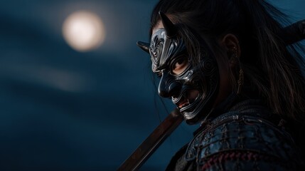 Person in oni mask and armor