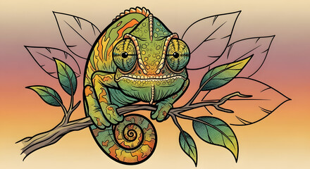 vector illustration of a chameleon
