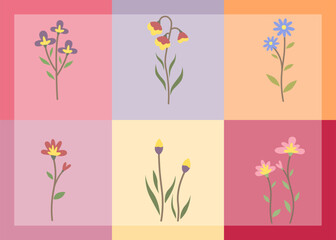 Colorful Korean background with cute flowers