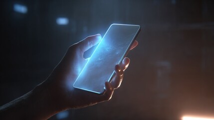 Hand holding futuristic smartphone
