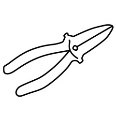 Silhouette of builder equipment elements one line art vector design