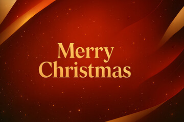 Merry Christmas Typography on Red and Gold Abstract Background &ndash; Elegant Holiday Greeting Design