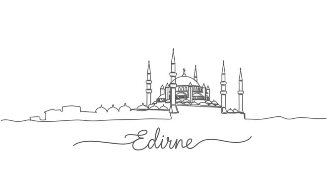 Edirne Skyline One Line Drawing