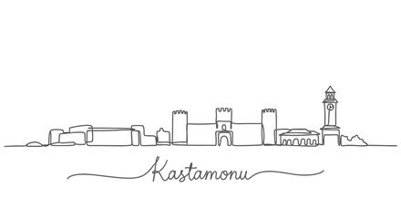 Obraz premium Kastamonu Skyline Continuous Line Drawing with City Name