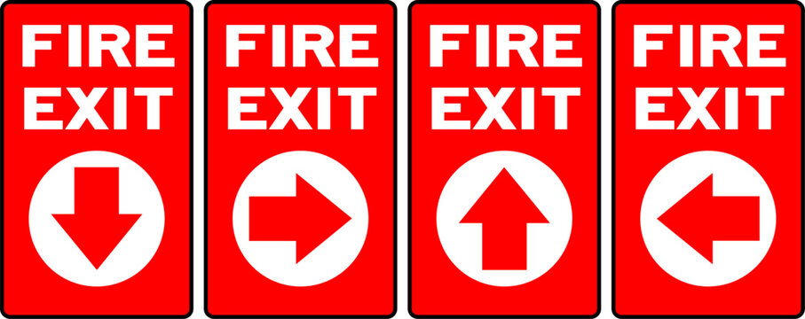 fire exit with arrow direction - exit sign