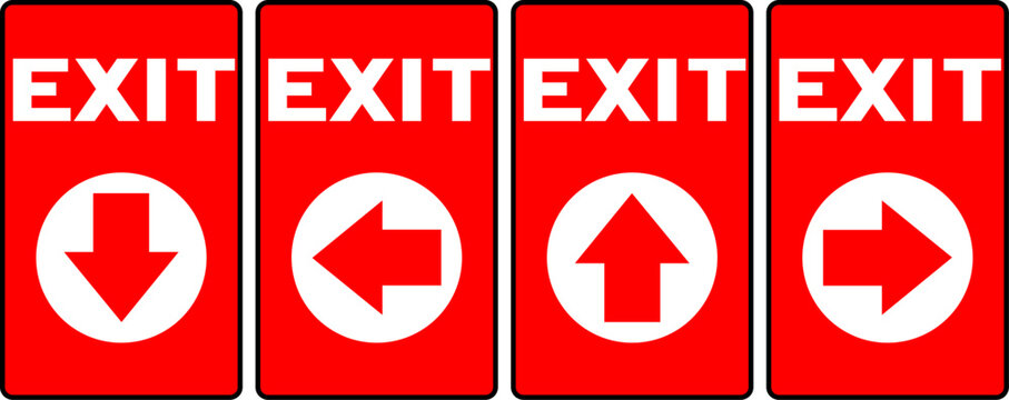 exit sign with arrow direction - exit sign