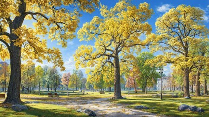 Golden tranquility: autumn's embrace in the morning meadow. Breaking news. Enchanting autumn scene: vivid colors and gentle mist in the meadow. Editorial use. True vision.