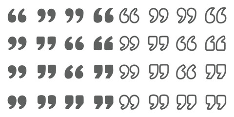 Quote icon vector illustration. Quotation mark sign and symbol. Set of quote mark . Quotation mark icon collection on white background. double quotation vector symbol.