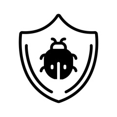 Vector solid black icon for Antivirus bug
