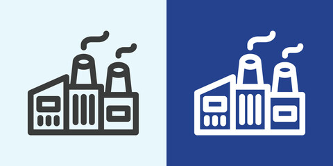 Factory Icon Set in Black and White Outline Style