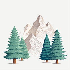 Obraz premium Mountain landscape with evergreen trees