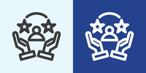 Customer Satisfaction Icon Set in Black and White Outline Style