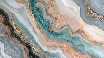 Luxurious marble effect with swirling pastel shades and gold veining details