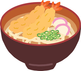 天ぷらうどんのイラスト