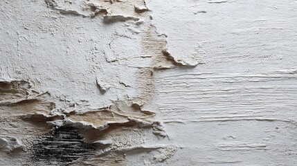 Rough textured surface with peeling white paint revealing layered colors and details