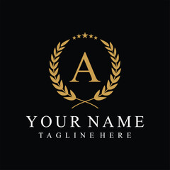 Initial letter A justice legal law firm logo design, leaves and star graphic concept