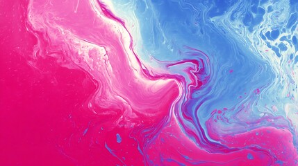 Vibrant fluid acrylic texture with interplay of crimson and azure tones