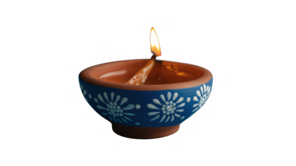 Diya glows during Diwali festivities, created with AI, PNG