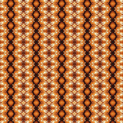 Seamless abstract geometric pattern in orange and brown tones, offering a bold design for textiles, wallpapers, and artistic backgrounds.