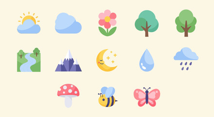 A diverse collection of line art icons depicting modern technology, business tools, and digital communication symbols.