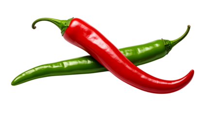 Chili Pepper Collection with Spicy Red and Green Designs Isolated on Transparent Background