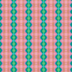 Abstract seamless pattern with pink and green wavy stripes, perfect for textile, wallpaper, or digital backgrounds.