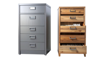 Filing Cabinet Duo for Office Organization Isolated on Transparent Background