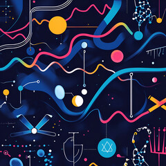 Abstract Science Design, Abstract Science Art, Colorful Data Flow, Futuristic Science Pattern, Modern Abstract Tech, Digital Scientific Design