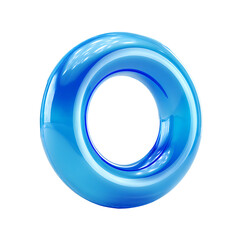 Shiny blue torus isolated on transparent background, a captivating 3d render