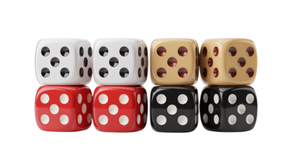 Colorful dice stacked ready for game night fun and chance