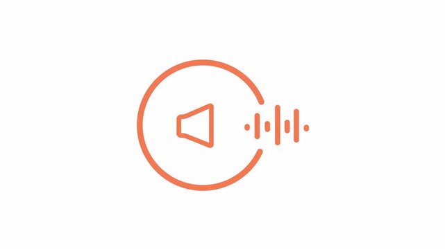 Audio Waveform and Speaker Icon Animation. Looping Graphic for Sound, Voice, and Music Concepts