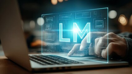 Hands Typing on Laptop Keyboard With Digital Overlay in Dark Workspace - Powered by Adobe