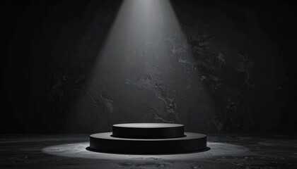 Elevated Platform Stage with Dramatic Spotlight on Dark Textured Background