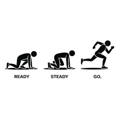 Runner s start sequence ready steady go illustration